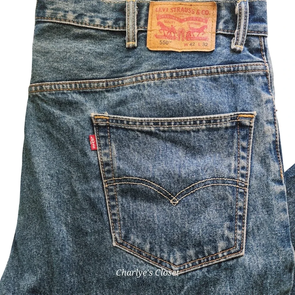 Levis 550 Mens Relaxed Fit Straight Jeans Medium Blue Wash 42x32 00550-4891‎